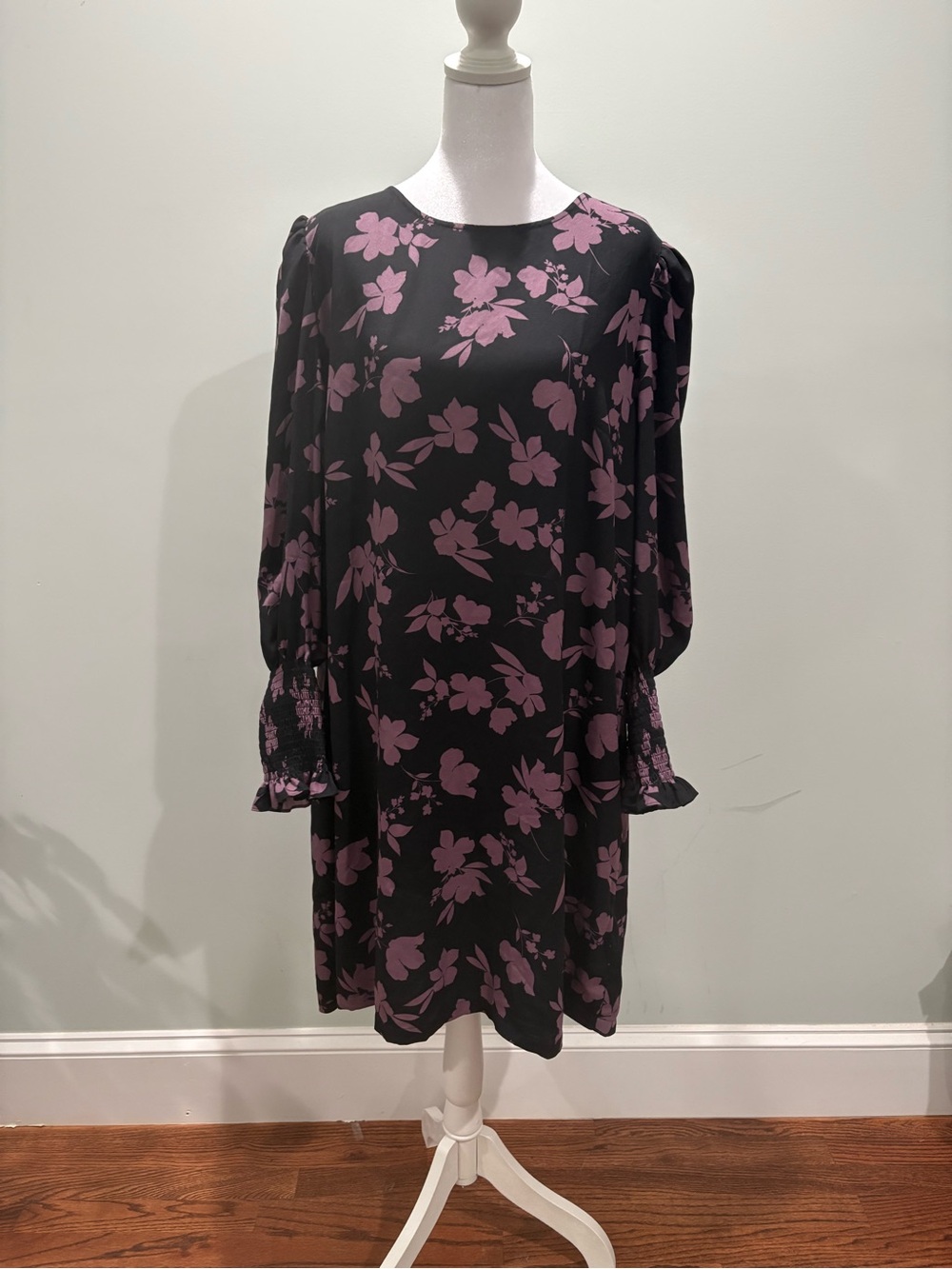 Eloquii Long Sleeve Floral Sheath Dress  with Mauve Floral Print